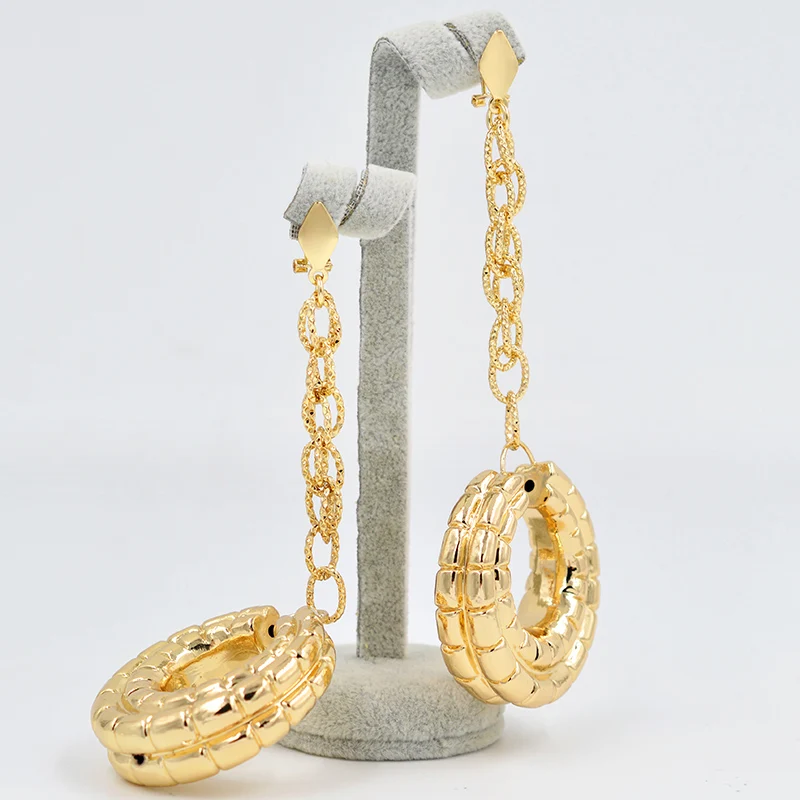 

Sunny Jewelry Big Copper Earrings For Women Long Drop Dangle Earrings Round Earrings For Party Wedding Trendy Jewelry Findings