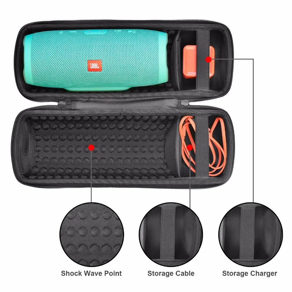 

Travel Protective Wireless Bluetooth Speakers Cases For for JBL charge3 charge 3 Extra Space For Plug&Cables Storage Zipper Bags