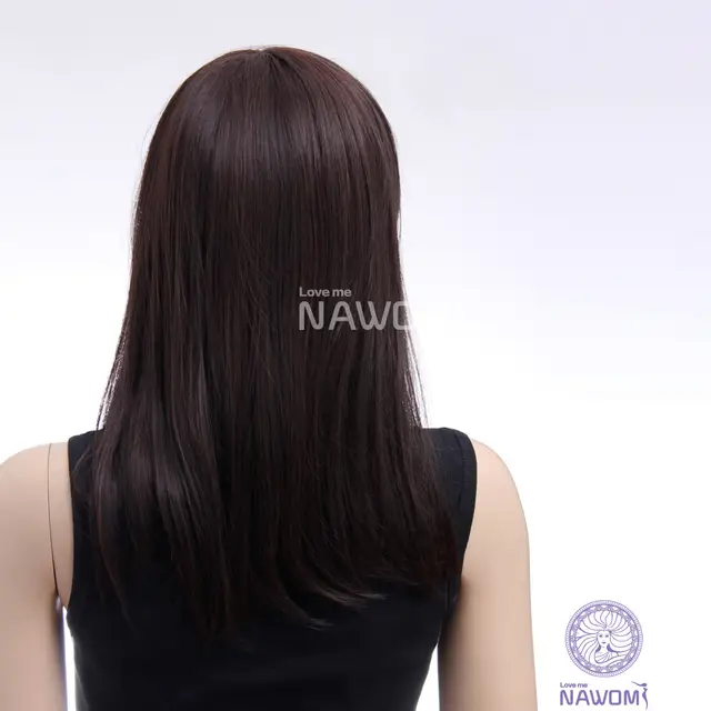 Natural Synthetic Fiber Dark Brown Side Swept Bang Armpit Length