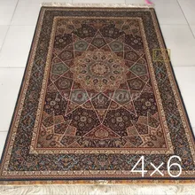 4'X6' 230 линия ручной работы Шелковый Восточный персидский ковер ручной работы шелковый ковер для украшения дома