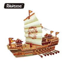 Robotime 3D DIY военный корабль парусник деревянный пазл ручной работы миниатюрный BA504S
