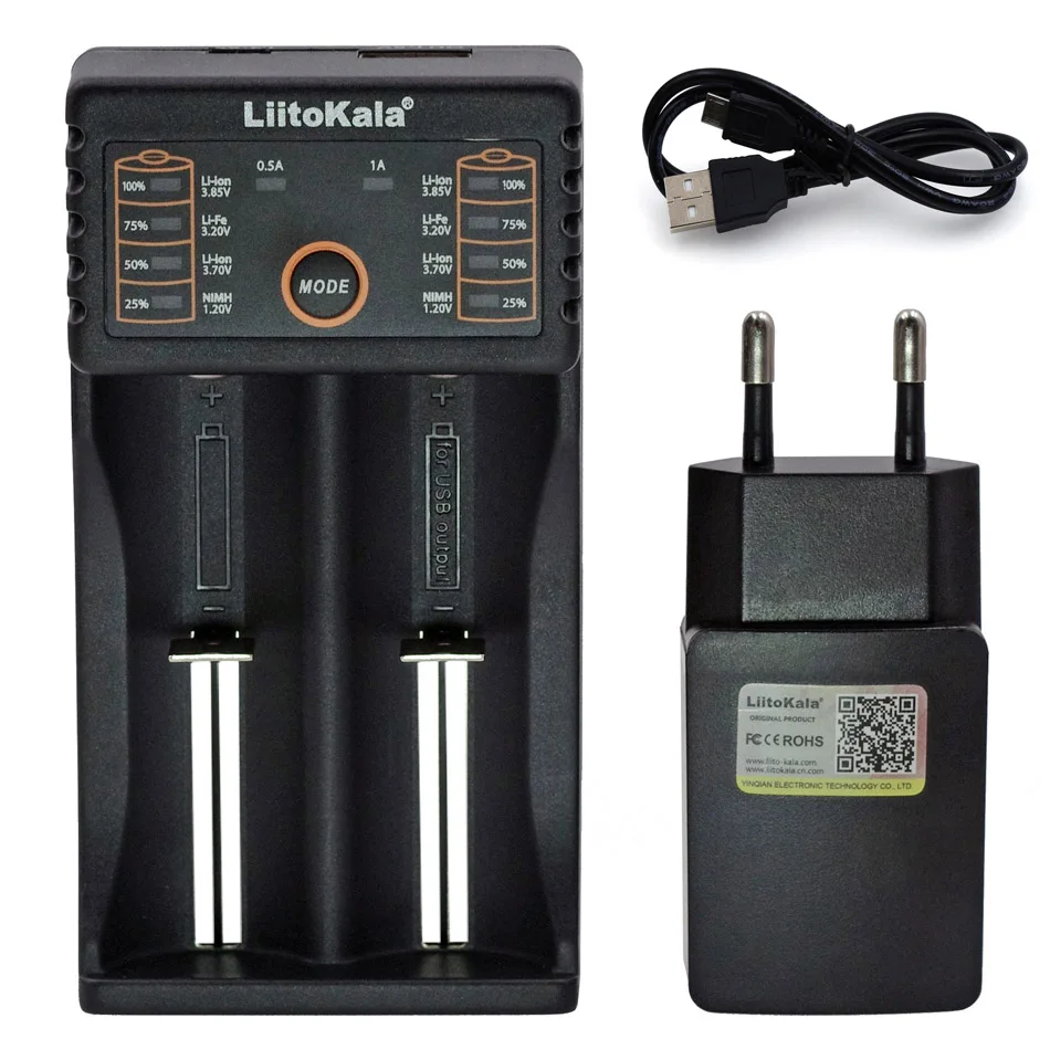 Зарядное устройство LiitoKala Lii-402 202 100 S1 под европейскую розетку 5 В 2 А зарядка