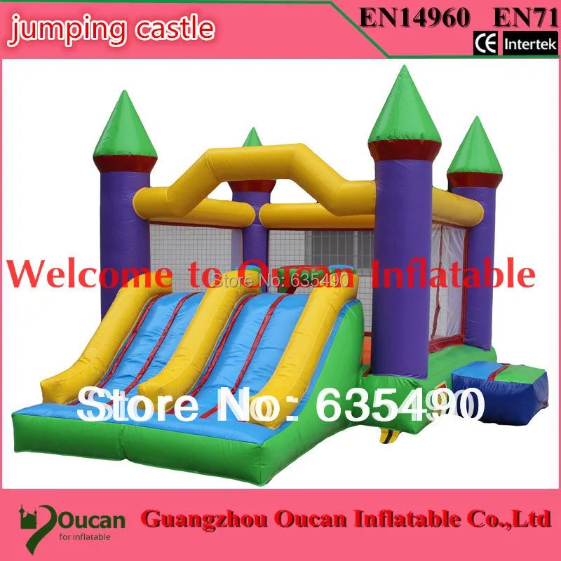 PVC tarpaulin small  inflatable bouncer with slide/inflatable combo/inflatable castle+DHL freeshipping