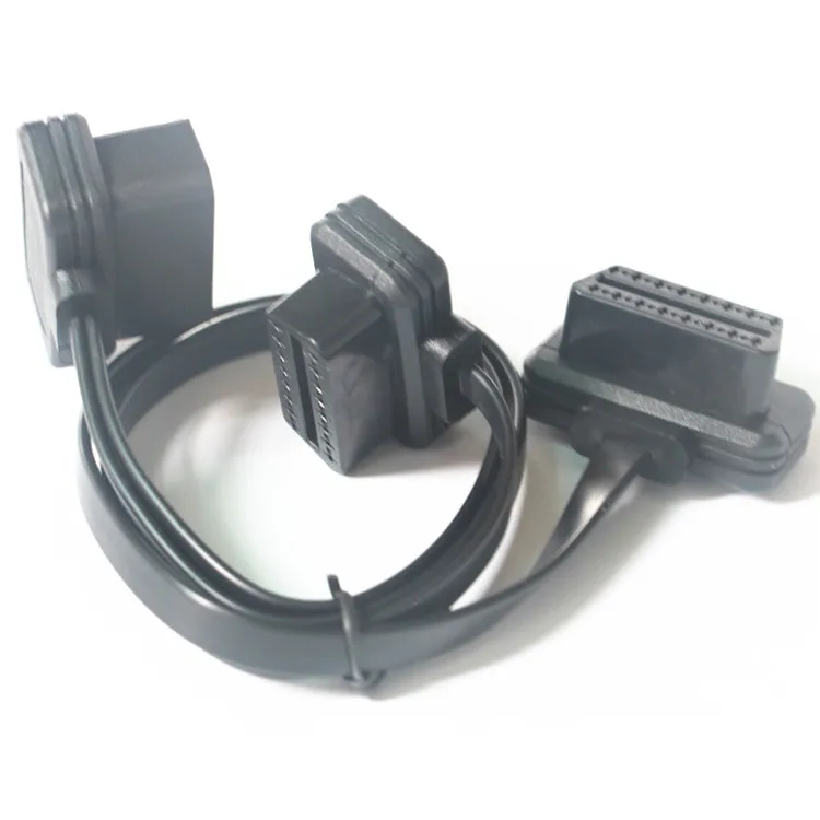 Плоский + тонкий как лапша OBDII OBD 2 OBD2 16 контактный ELM327 штекер двойной гнездо Y