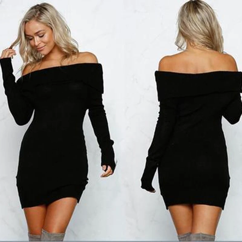 Новый женский сексуальный тонкий с открытыми плечами Эластичный Bodycon платья для