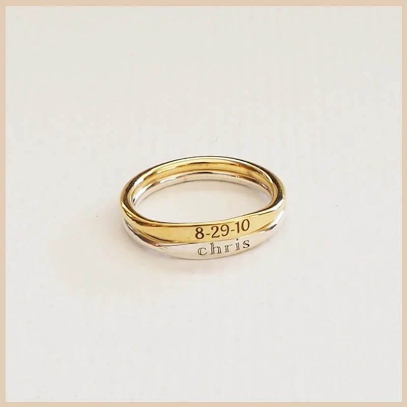 Najtaniej Spersonalizowane 925 srebrny nazwa własna pierścień grawerowane data początkowa współrzędne nazwa delikatne wieżowych pierścienie kobiety mężczyźni biżuteria nowy