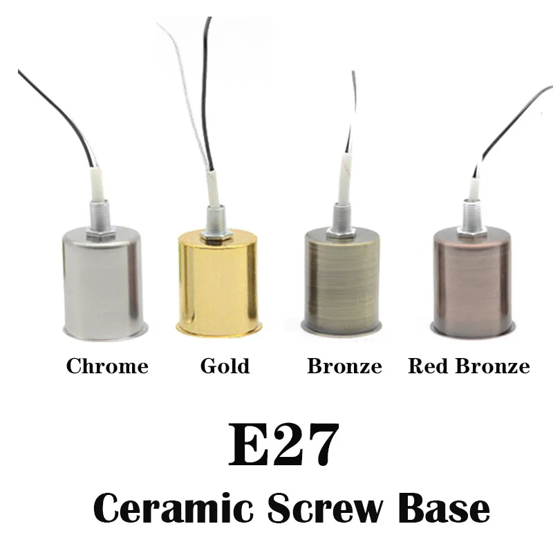 E27 for LED Light Bulb Chrome/Gold/Bronze/Red Bronze Ceramic Screw Base Adapter Decor Lamp Socket  Ceramic Holder Pendant Round