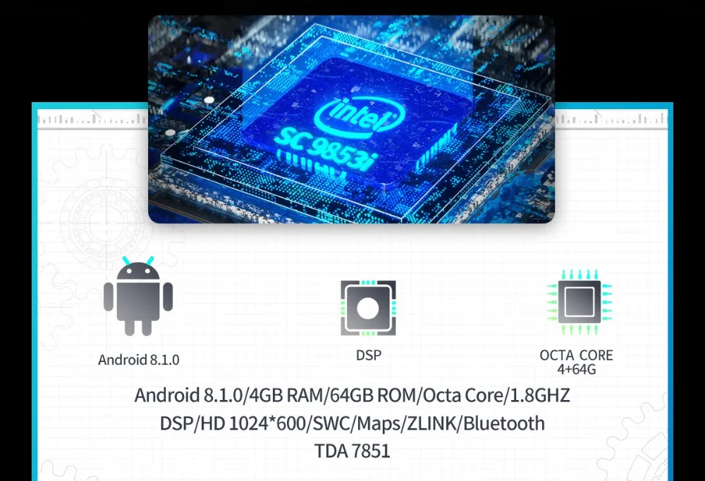 Perfect 9"Android 8.1 Car Radio Stereo 4GB+64GB Head Unit  For Ford Focus 2005-2012 GPS NO DVD Player Built-in 4G Modem Carplay DSP 2