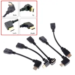 Вверх вниз право левой Угловой Micro HDMI к HDMI мужчин и женщин разъем адаптера 15 см для HDTV Тип D hdmi Micro Hdmi кабель угол