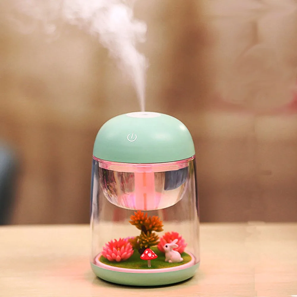 

Mini Portable Mist Humidifier usb mini aquarium Transparent Micro-Rabbit Garden Landscape Aroma Essential Oil Diffuser 180ml