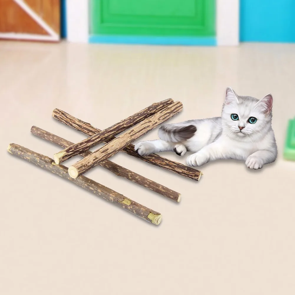 5PCS Tooth Cleaning Stick,Cats Entertainment Toys Made ofWood,Light and