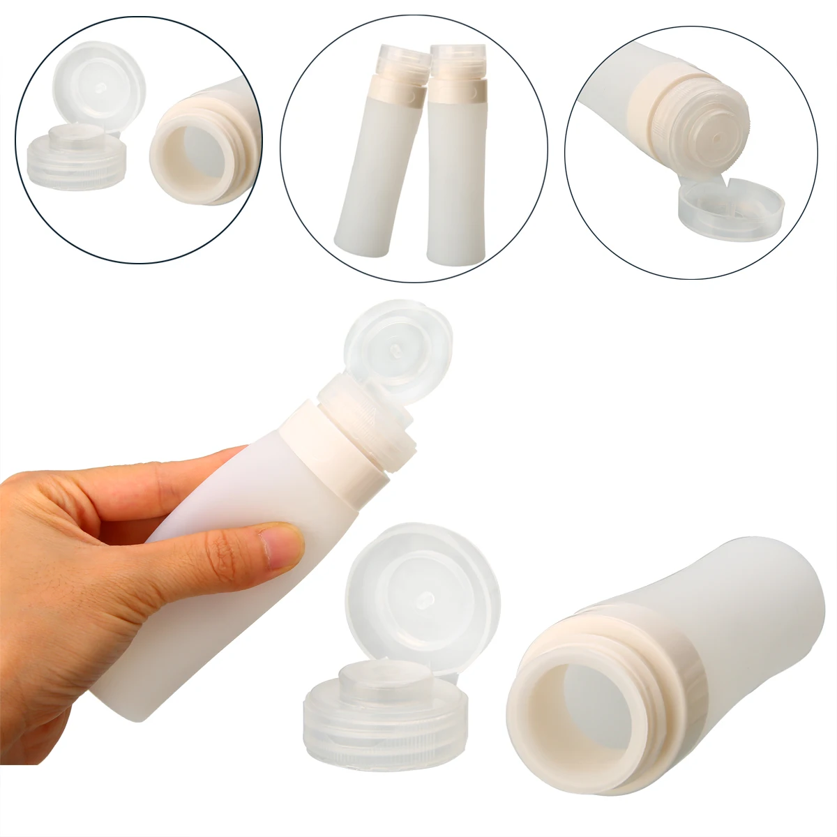 80ml Silicone Reusable Squeezable Mini Travel Bottle Lotion Shampoo Empty Travel Container For Travel Bath Tools Random Color
