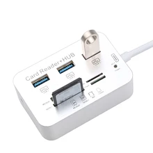 Kebidu Usb 3,0 мульти концентратор высокой Скорость 5 Гбит/с+ устройство для чтения карт памяти COMBO Мини-концентратор с MS/SD/M2/TF с 3 Порты USB разветвитель для портативных ПК