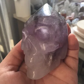 

368g Natural Rock Crystal Skulls Polished Amethyst Skull Ornaments Home Decoration for Christmas