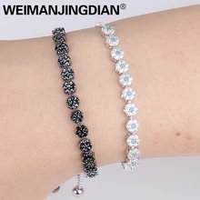 WEIMANJINGDIAN кубический цирконий черный/фуксия/синий CZ кристалл маленький цветок Боло браслеты для женские украшения из циркона коллекции