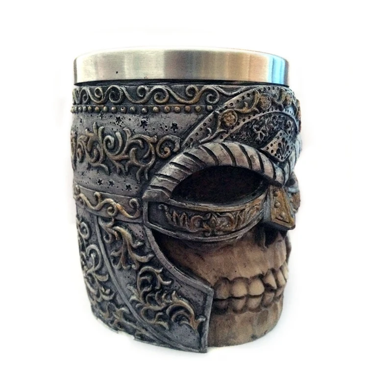 3D кружки Knight Skull в масках двухслойные кофейные из нержавеющей стали с черепами