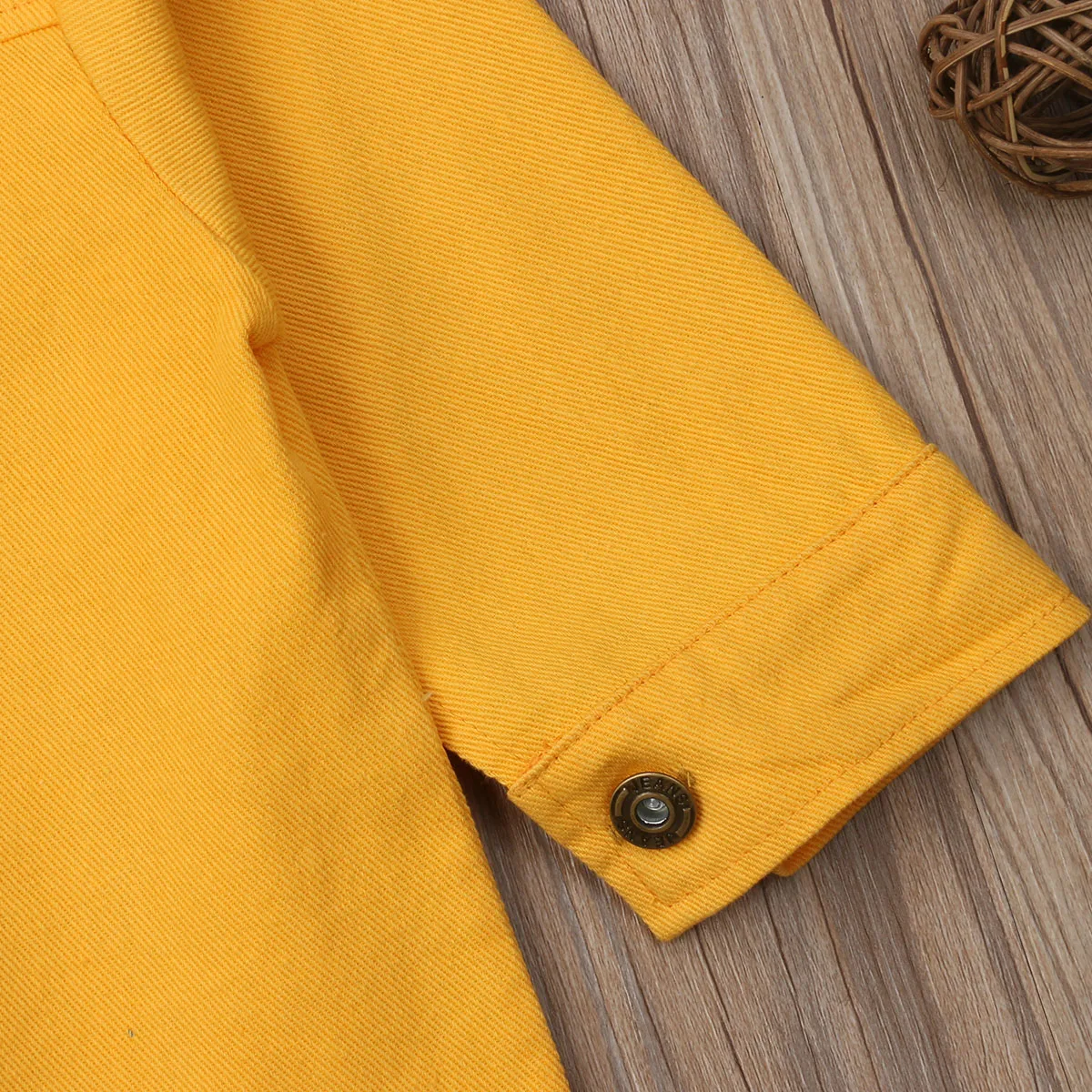 Весенне-Осенняя детская одежда для маленьких девочек желтая джинсовая куртка с короткими рукавами верхняя одежда От 1 до 6 лет
