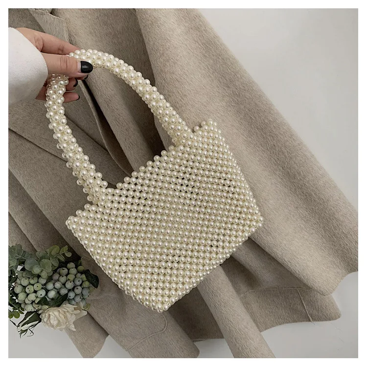 

2019 trend women's beaded handbag elegant evening bag retro designer quality handbag luxury brand hand-woven pearl bag