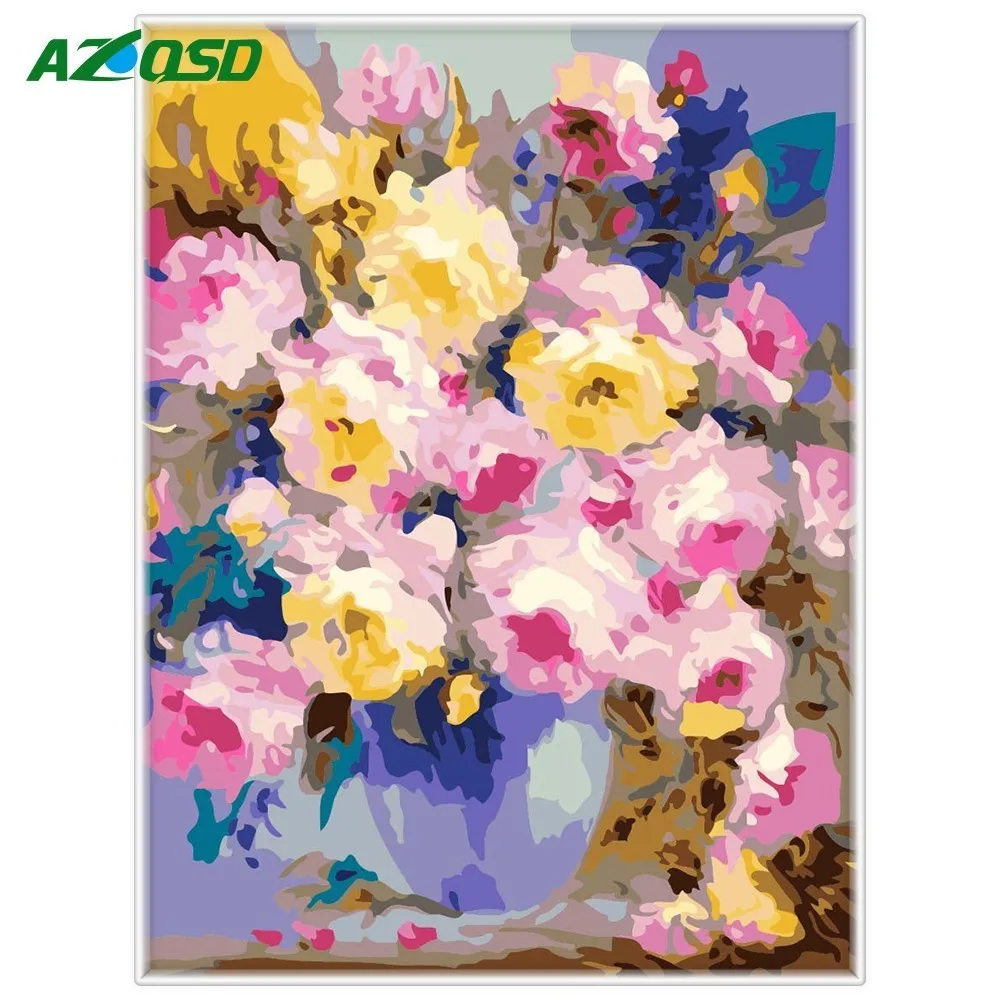 

AZQSD Europe Flower DIY Painting By Numbers Acrylic Paint By Numbers HandPainted Oil Painting On Canvas For Home Decor