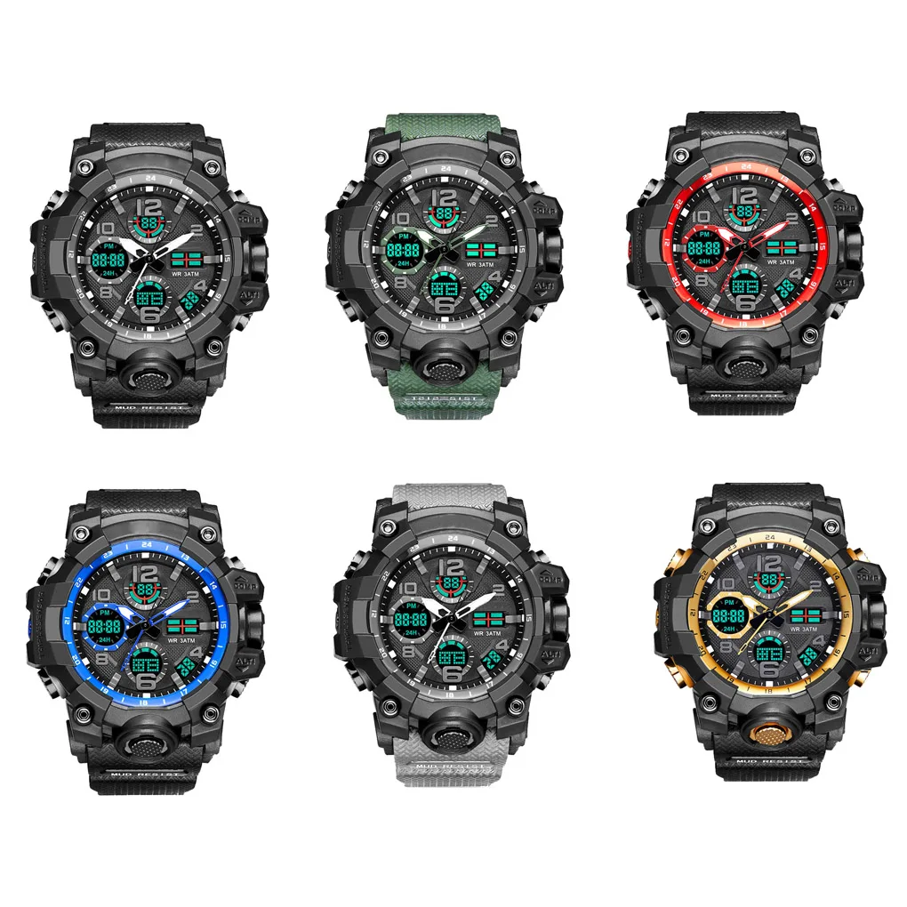 Fashion Men Waterproof Watch Luminous Boy Sport Quartz Wrist Watches Student Male Wrist Alarm Clock Timer