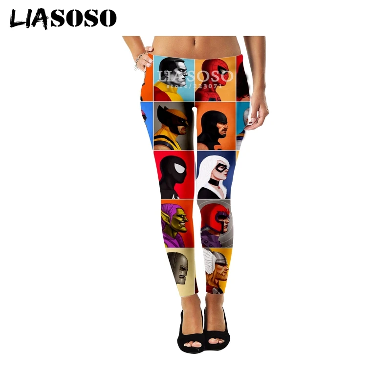 LIASOSO/Новые сексуальные модные женские Суперэластичные легинсы с 3D принтом «Человек-паук», забавные повседневные обтягивающие хип-хоп штаны для фитнеса, A100-10