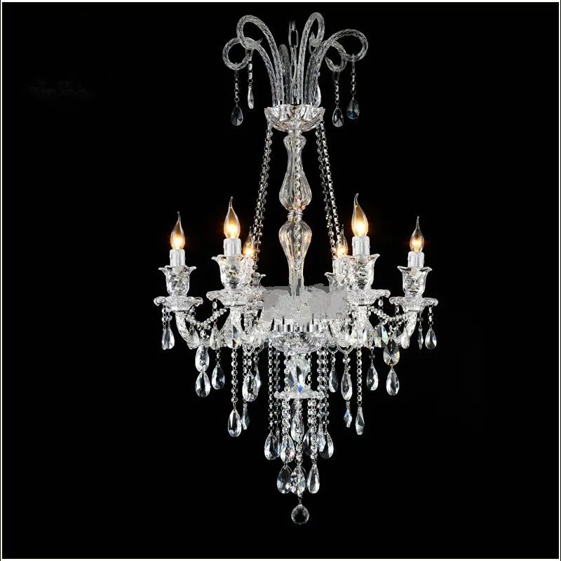 Hot Sale Vintage Crystal Chandelier Light With 6 Glass Arms Classic Black Chandelier Lamp