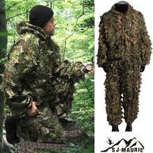 Outdoor Bionic Leaf Camouflage Clothing Ghillie Suit 3D Camo Hunting Jackets and Pants Suits Jungle Woodland Birdwatching comfortable military adults woodland camouflage hunting 3d leaf ghillie suits military camo covering netting jungle suits