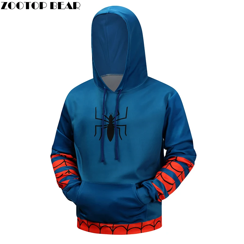 Человек-паук 3D с принтом брендовые толстовки мужские, толстовки Повседневное зима супергероя пуловер для мальчиков толстовка с капюшоном