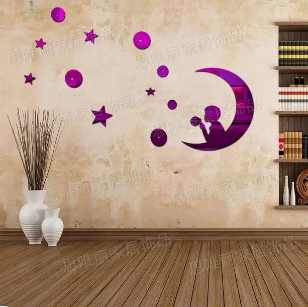 3d Stars Moon Space Art Mirror Acrylic Wall Stickers Paper Dining Room Ceiling Decorate Children Home Decor In From 3d Stars Moon Space Art Mirror Acrylic Wall Stickers Paper Dining Room Ceiling Decorate Children Home Decor In From
