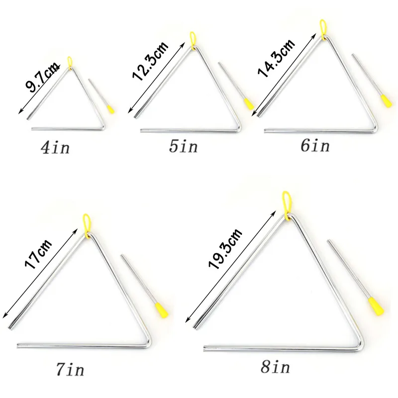 Детские игрушечный музыкальный инструмент ритм-секция Triangled образовательный Дошкольный Triangled перкуссия 4/5/6/7/8/дюймов