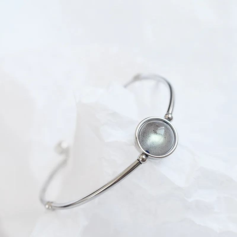 

S925 Sterling Silver Couple Bracelet Natural Stone Beads Bell Amethyst Rose Quartz Reiki Chakra Healing Birthday Gift Everyone