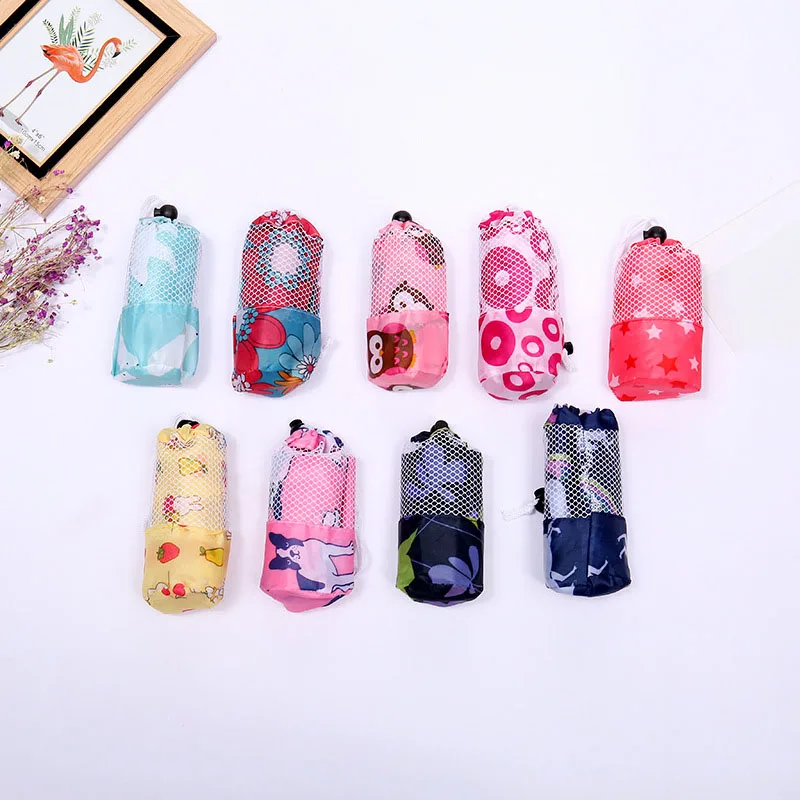 60 шт./лот, сумка для покупок из ткани Оксфорд, складная, креативная, полиэстер, Оксфорд, с принтом, сумка-тоут, сумки, Экологичная сумка для хранения