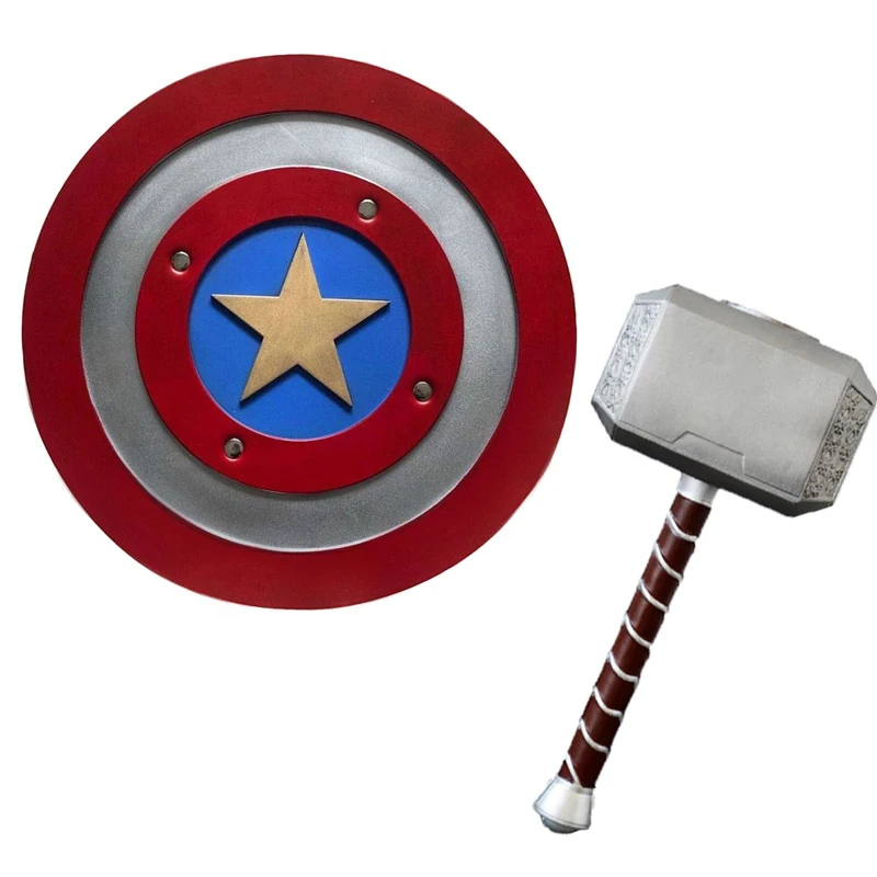 

1:1 Cosplay Thor Thunder Hammer captain shield Figure Weapons Model Movie Role Playing Safety PU Material Toy Kid Gift