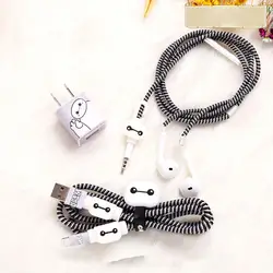 100 шт. намотки кабеля 1,4 м тпу спиральный зарядка через usb кабель протектор наушники защита шнура для iphone 5 5 6 7 8 Зарядное устройство наклейки