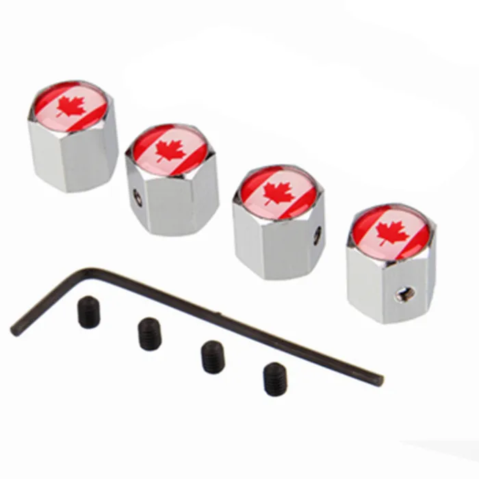 10 Sets Chrome Metal Canada Flags Logo Car Tire Valve Caps Covers