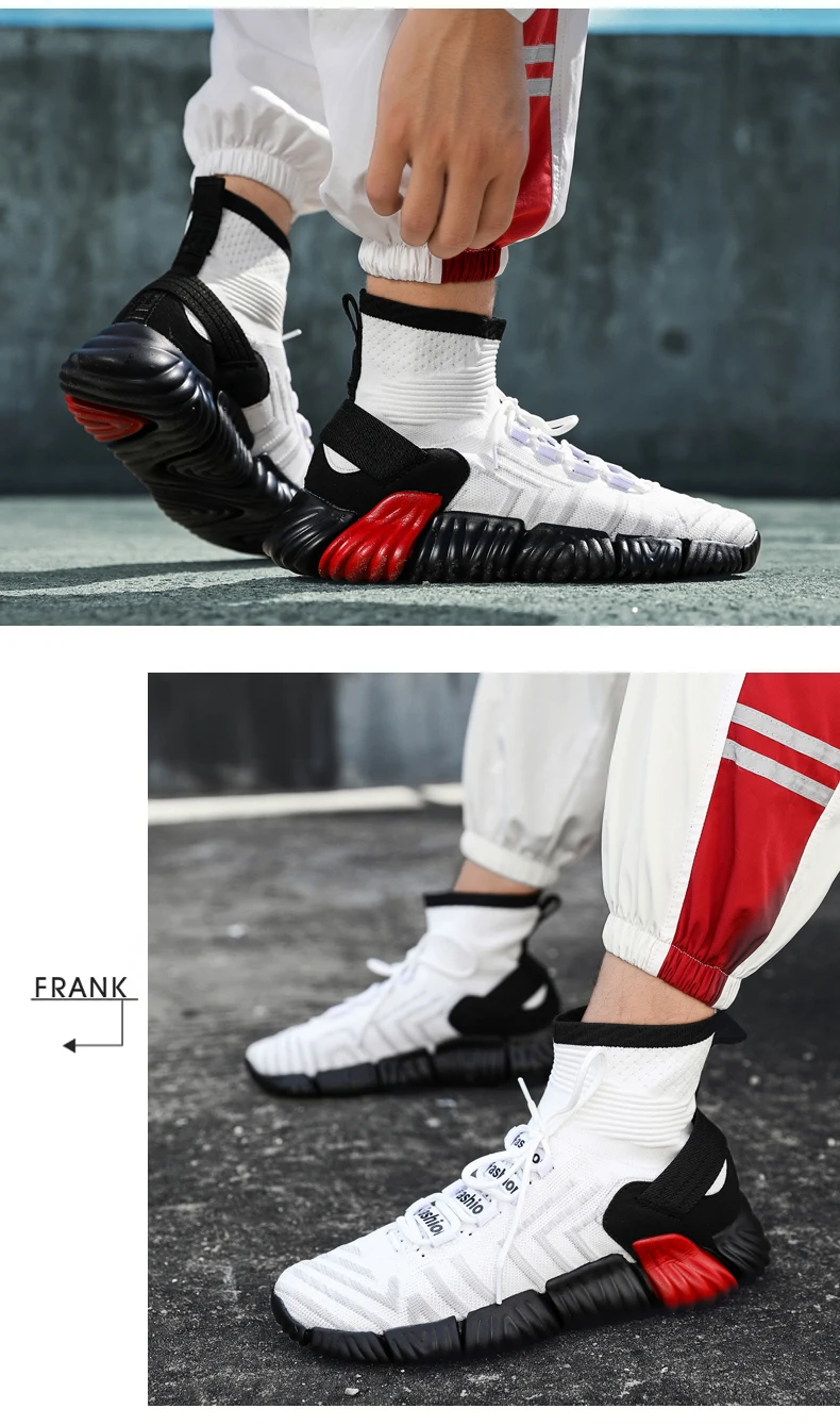 BomKinta/черные, белые, красные, смешанные цвета для мужчин, повседневная обувь размера плюс 46, растягивающиеся носки, мужские кроссовки, мужская обувь