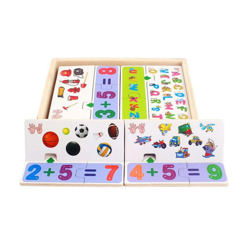

Chanycore Baby Learning Educational Wooden Toys Digital Cartoon Puzzle Jigsaw Card Math Arithmetic Matching Kids Gifts 4068