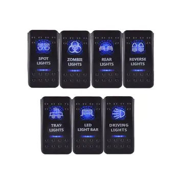 

Boat Car Waterproof Rocker Switch Blue LED 12V 24V SPST ON-OFF LED Light Bar Rocker Switch for 12/ 24v car battery installation