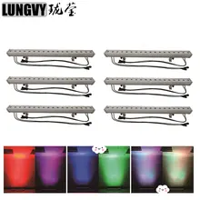 Free Shipping 6pcs Lot 18x3W RGB 3in1 Outdoor LED Wall Washer Light DMX512 Control Waterproof Running