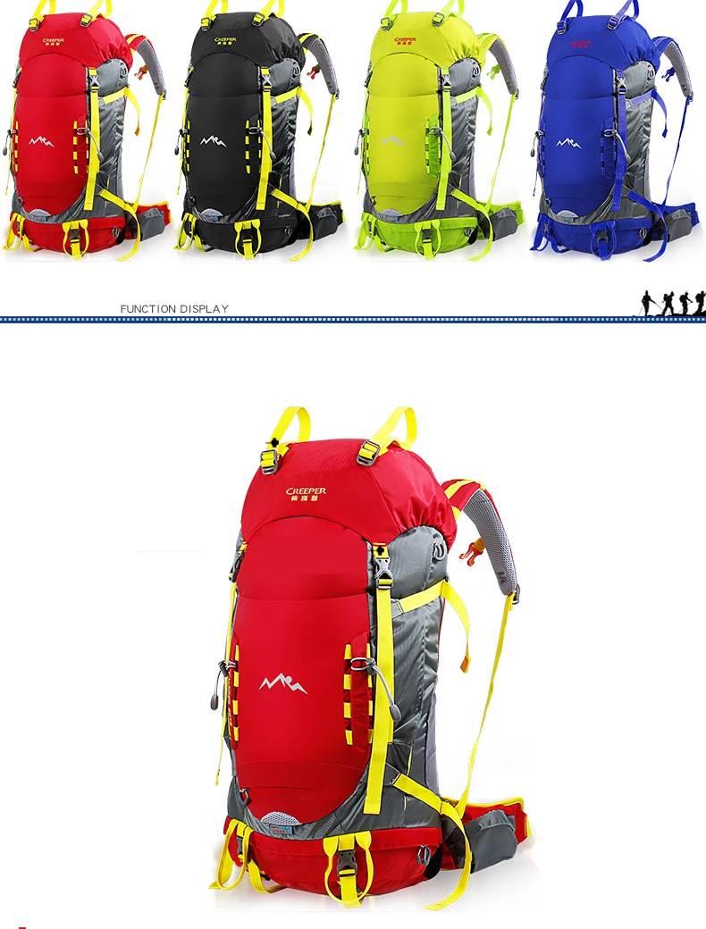 45л сумка для альпинизма, большая емкость, металлический каркас, рюкзак, водонепроницаемый нейлоновый рюкзак для альпинизма, кемпинга, профессиональная сумка