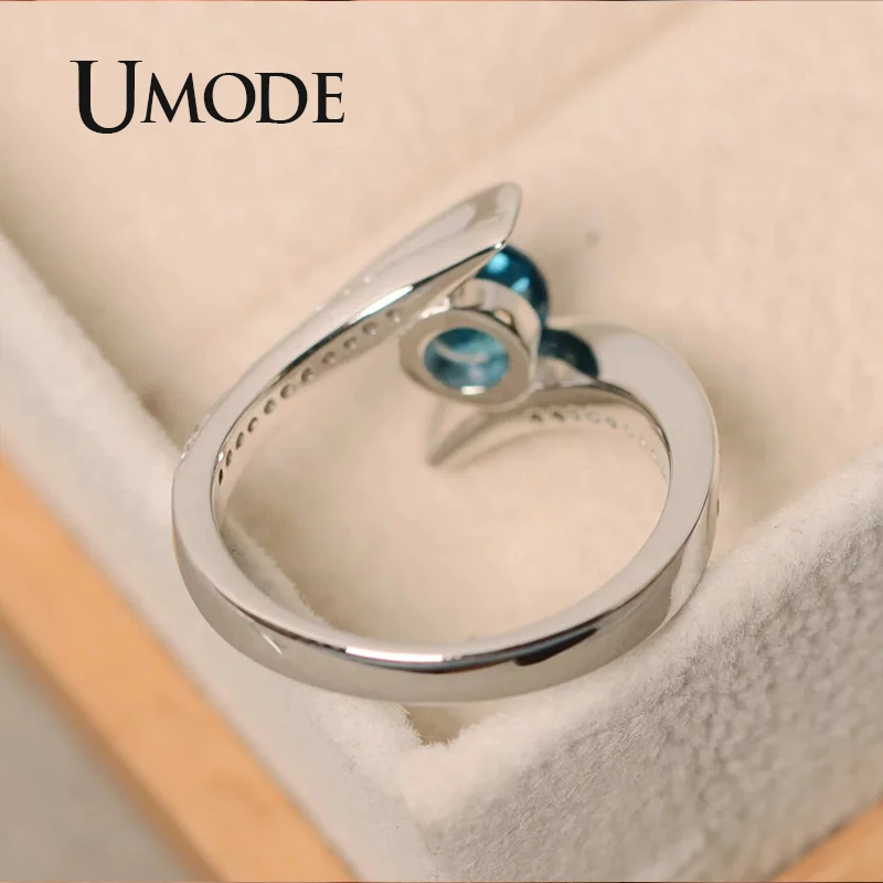 Женское Винтажное кольцо UMODE обручальное с зеленым фианитом роскошное Брендовое