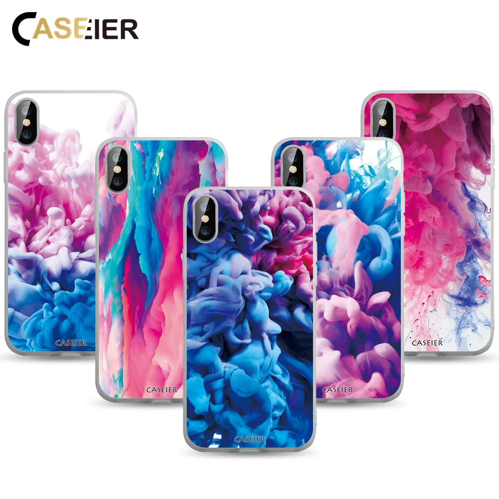 

CASEIER Colorful Painting Case For iPhone 7 8 X XR XS MAX X Wallpaper Style Phone Case For iphone 6 6s 5 5s SE Back Cover Shell