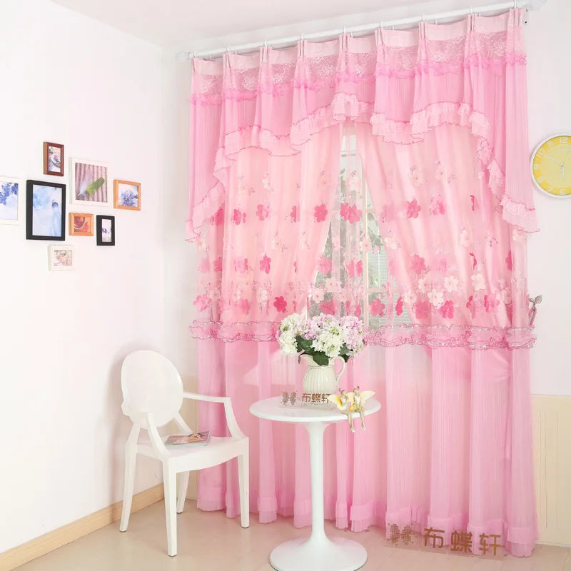 Lace Tulle Curtains Wedding Sheer Fabric Drapery Princess Pink Chiffon