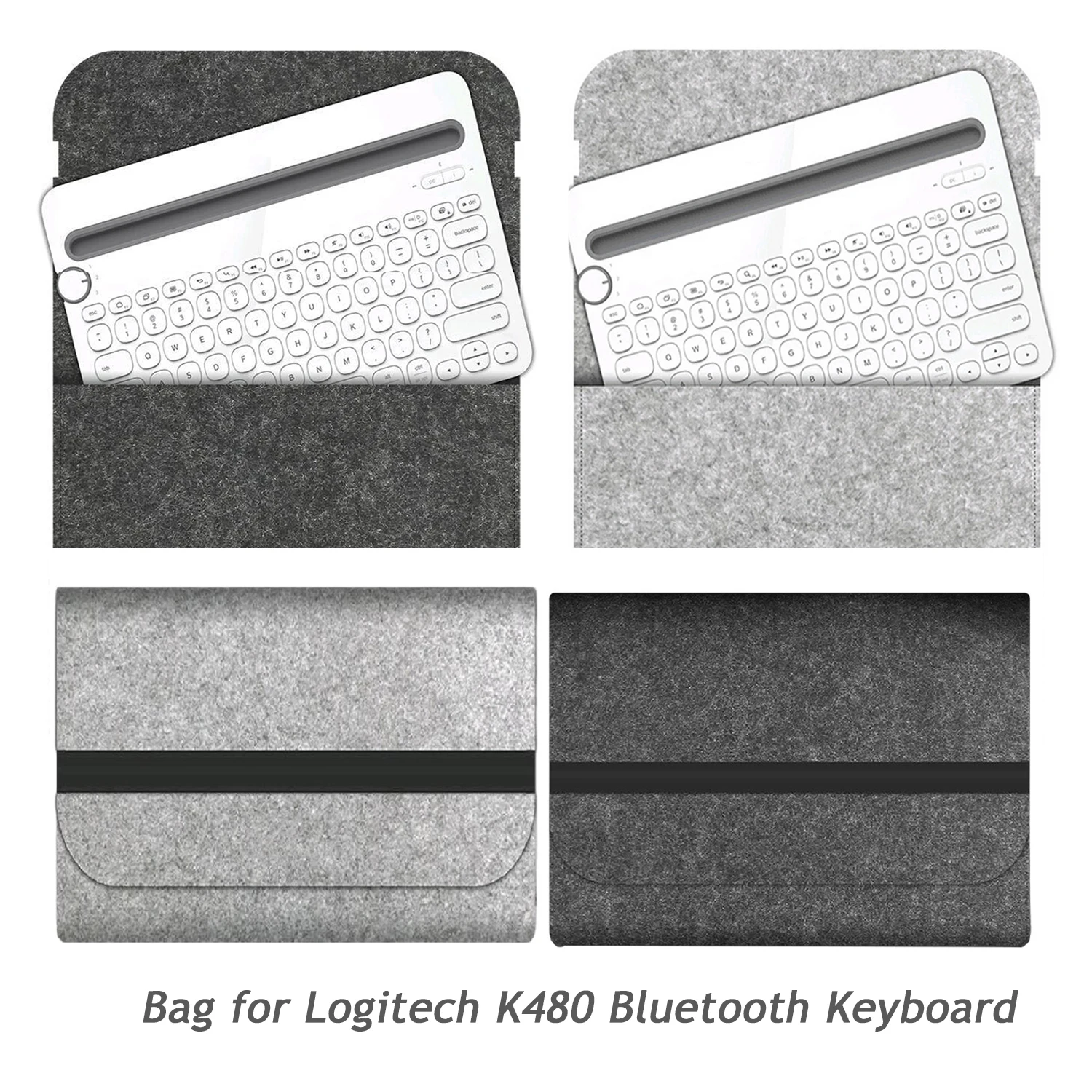 

Besegad Portable Dustproof Felt Storage Bag Case Cover Sleeve Pouch for Logitech K480 K 480 Bluetooth Keyboard