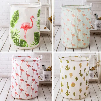 

Nordic Style Flamingos Laundry Basket 50*40c'm Folding Bucket Sundries Toy Storage Basket Dirty Clothes Baskets Organization Box