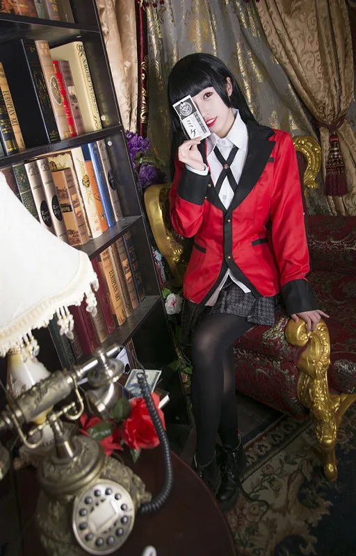 Cosfans 7pcs Full Set Jp Anime Kakegurui Cosplay Costume Halloween Jabami Yumeko Sayaka School Uniform -Zentai shop online