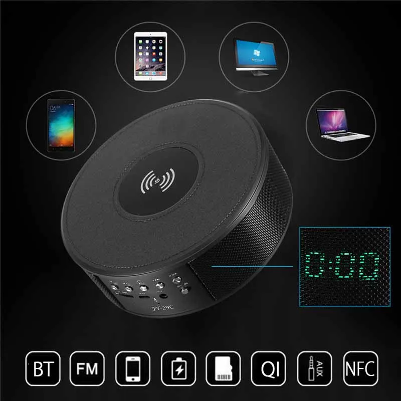 Многофункциональный беспроводной bluetooth-динамик Qi портативный радио громкоговоритель зарядное устройство для мобильного телефона док-станция