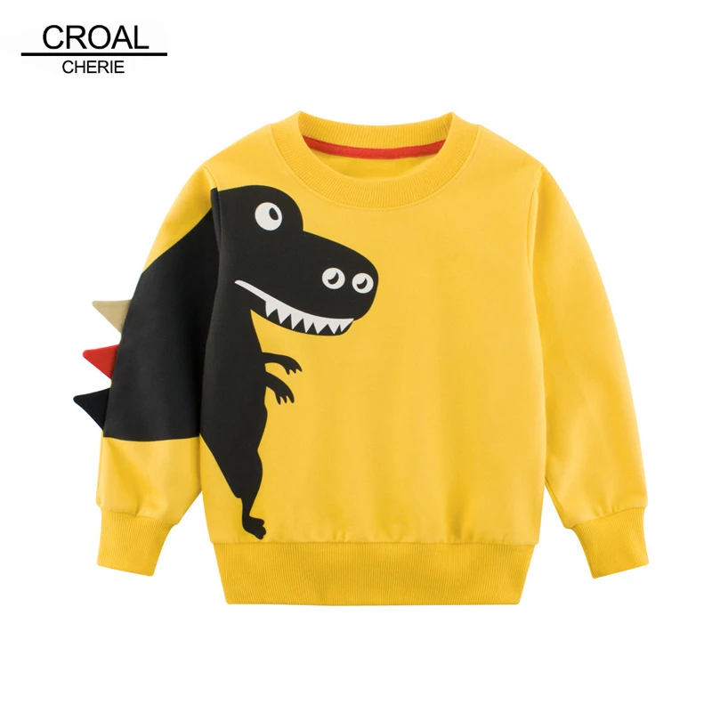 

CROAL CHERIE Cartoon Print Baby Boys Dinosaur Hoodies Sweatshirts For Spring Infant Kids Boys T-Shirts Clothes Cotton Clothes