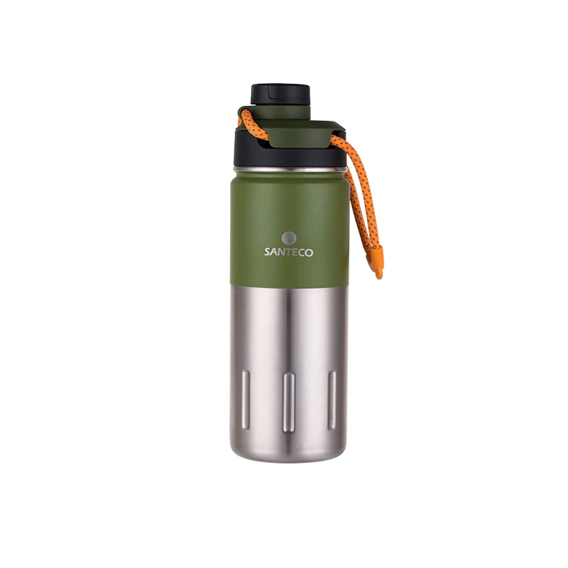 Santeco 500ml Thermos With Rope Double Wall Stainless Steel Vacuum Flask Coffee Tea Milk Travel Thermo Bottle Gifts Thermocup - Цвет: Green