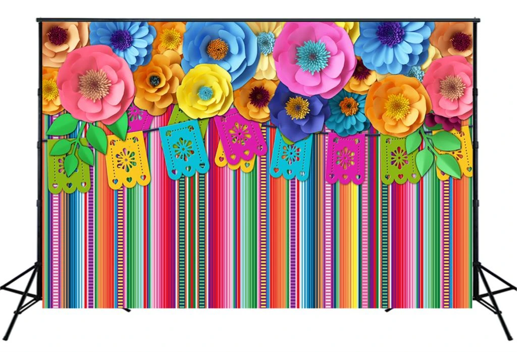 Mexican Fiesta Theme Backdrop Mexico Festival Carnival Birthday Party Decorations Paper Flowers Background Photo Booth W 1963 Background Aliexpress